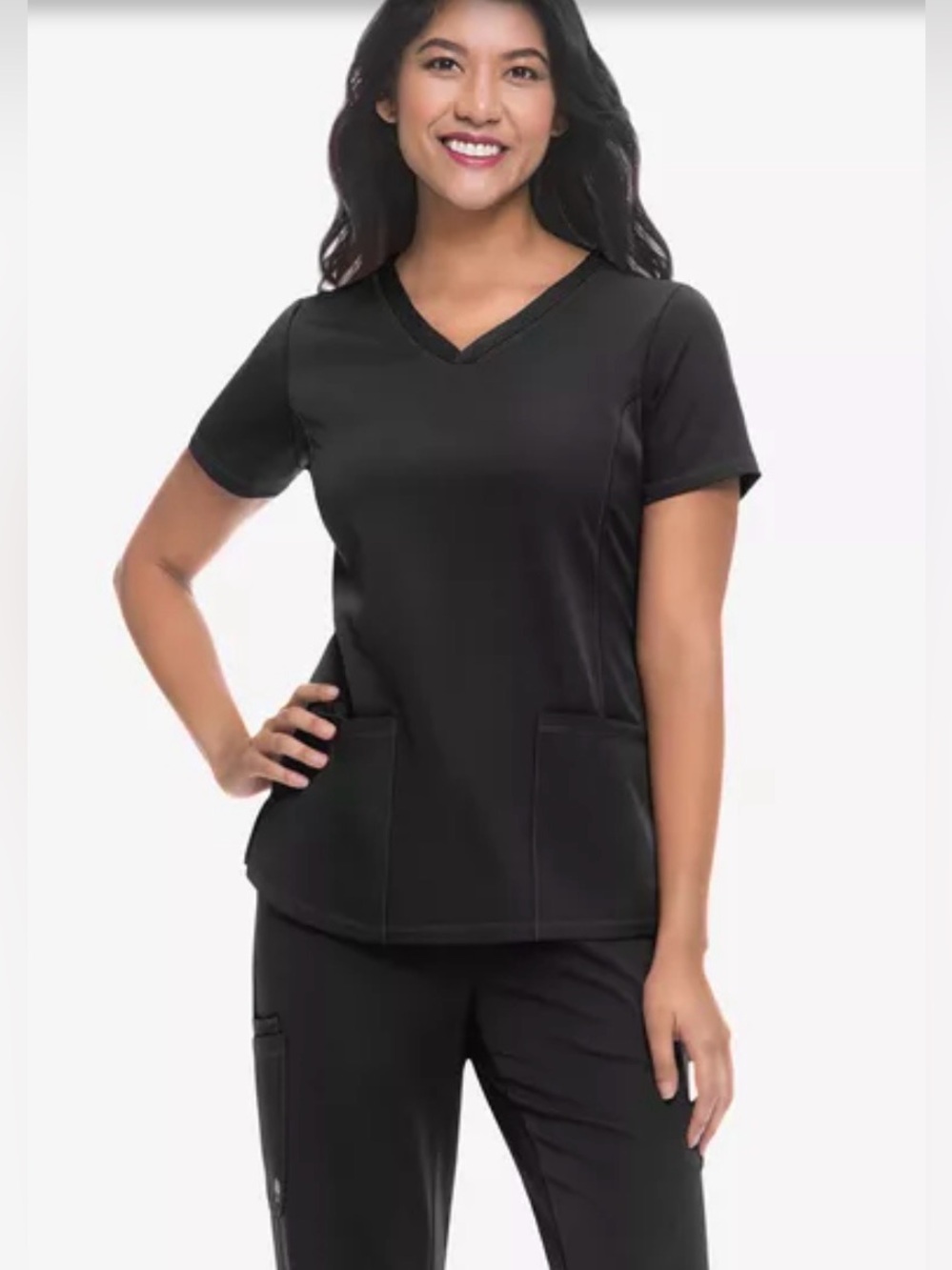 🖤HEALING HANDS HH WORKS WOMENS BLK/ NEON GREEN FITTED SCRUB TOP SIZE 3X🖤